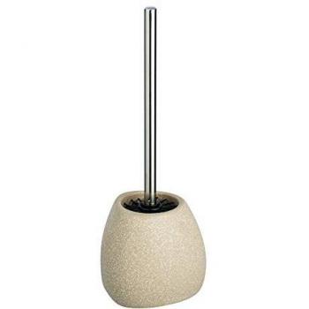 Juego de Accesorios para WC WENKO Pion Beige, 1 pieza, con cepillo de silicona autolimpiante y cerámica de alta calidad, dimensiones 12,5 x 38,5 x 12 cm