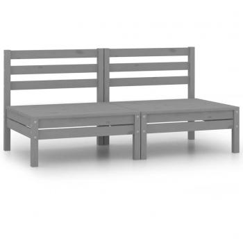 vidaXL Garden Middle Sofas 2 pcs Grey Solid Pinewood