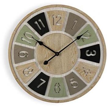 Reloj de Pared Decorativo Versa Cutshin para Cocina, Salón, Comedor o Habitación, Medidas 60 x 4.5 x 60 cm, Madera MDF, Color Gris, Negro y Marrón