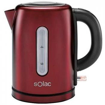 Hervidor de Agua Solac KT5857 Stillo Red - 1 Litro - 2200W - Cuerpo de Acero Inoxidable - Base Giratoria - Luz LED - Filtro Desmontable - Asa Resistente al Calor