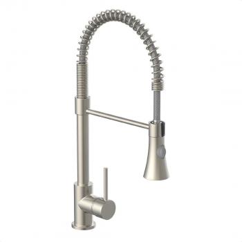 Grifo monomando de cocina con caño extraíble de muelle Leon níquel plateado