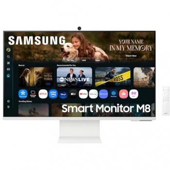Monitor Inteligente Samsung M8 M80F 32 UHD 4K LCD Ajustable Blanco con Altavoces y USB-C