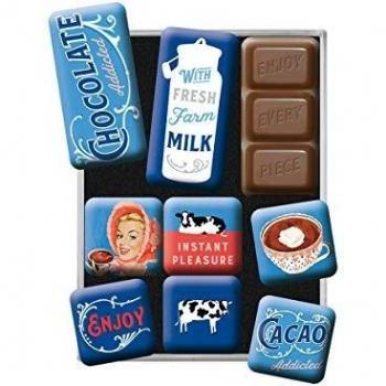 Nostalgic-Art, Juego de Imanes Retro , Chocolate – Idea de Regalo para los Fans de la Nostalgia, Decoración para la Nevera, Diseño Vintage, 9 Unidades