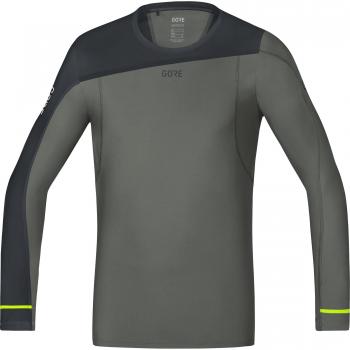 GORE Wear, Hombre, Camiseta transpirable de manga larga para correr, GORE R7 Long Sleeve Shirt, Talla: L, Color: Gris topo/Negro, 100100