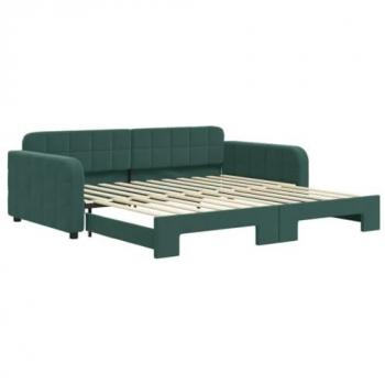 Sofá cama nido terciopelo verde oscuro 100x200 cm
