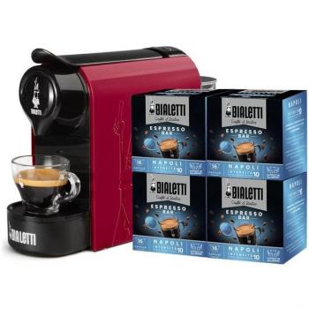 Cafetera Automática Bialetti 1200W con Serbatoio de 0.5L y 64 Cápsulas Incluidas - Roja y Negra