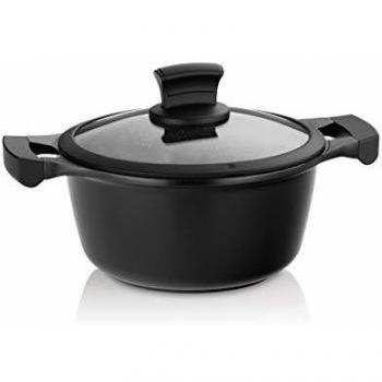 Cacerola Kela Stella Nova de 20 cm, 2.2 L, con tapa de cristal, sistema de control de aceite, recubrimiento en aluminio fundido y mango soft-touch