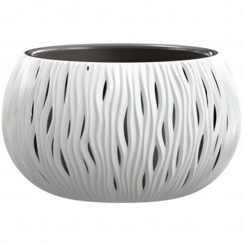 Cuenco Decorativo de Plástico Prosperplast Sandy con Depósito en Color Gris Piedra, 21.8x37x37 cm