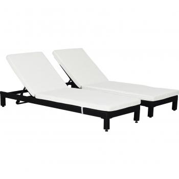 Pack de 2 tumbonas Outsunny altura regulable blanco/negro