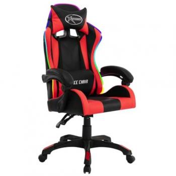 Silla Giratoria de Oficina y Videojuegos con LED RGB y Polipiel Multicolor