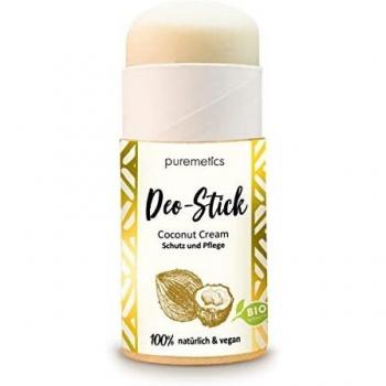 Puremetics Organic Coconut Cream Deodorant Stick - 50 g, Zero Waste, Vegan