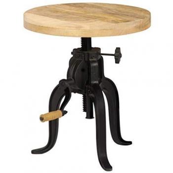 vidaXL Side Table 45x (45-62) cm Solid Mango Wood and Cast Iron