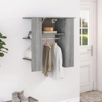 Estante de entrada de roble Sonoma 97,5x37x99 cm madera multicapa y contrachapada gris
