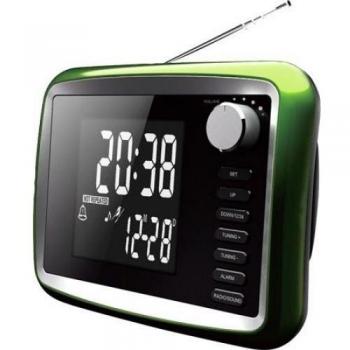 Mooster PCS75503MS53GE - Radiodespertador con pantalla LCD, color verde, color negro
