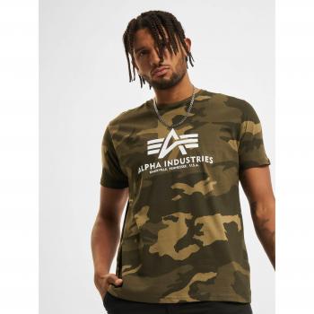 Camiseta Básica de Camuflaje Verde para Hombre Alpha Industries