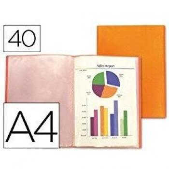 Liderpapel Carpeta  Escaparate 47051 40 Fundas Polipropileno Traslucida Din A4 Naranja Frosty