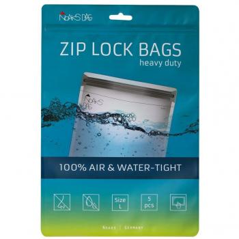Noaks Bag - Bolsa Seca, Embalaje Protector, Bolsa enstanca, 100% impermeable hasta 10 m, protección contra olores, apropiado para alimentos, L, 5 piezas