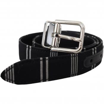 Dolce & Gabbana Striped Cotton Belt with Silver Buckle - Black, 75 cm / 30 Inches