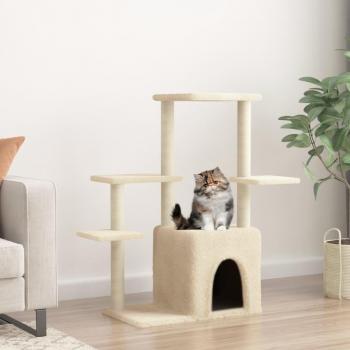 Árbol rascador para gatos con postes de sisal color crema 97,5 cm