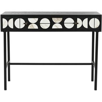 Consola Abeto Metal 100x40x77 Simil Mármol Negro Decorativa