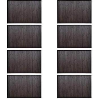 vidaXL 8X Alfombrillas de Baño Bambú Accesorios Servicio Modernas Ideal Decoración Base Antideslizante PVC Resistentes Duraderas Marrón Oscuro 40x50cm