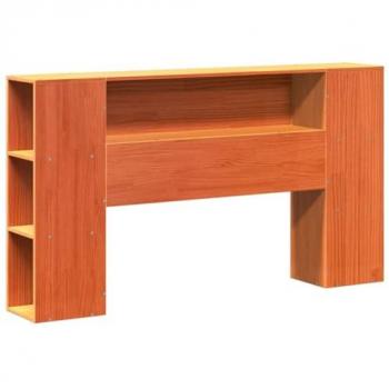 Cabecero de cama almacenaje madera maciza pino marrón 150 cm