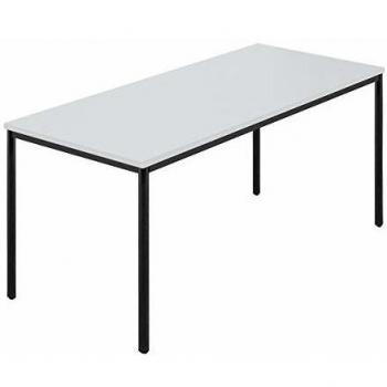Mesa rectangular Eurokraft con tubo redondo revestido, 1600 x 800 mm, gris/antracita