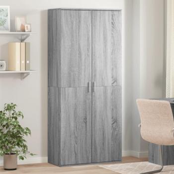 Aparador alto de madera de ingeniería gris Sonoma 80x35x180 cm