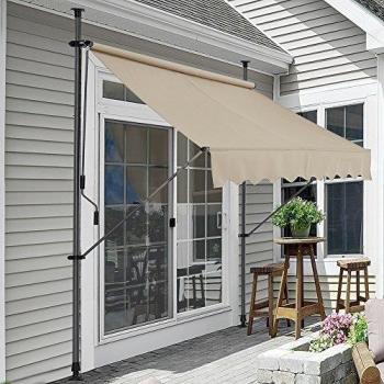 Toldo Articulado Enrollable de Acero y Poliéster Color Arena 200 x 120 x 220-309 cm