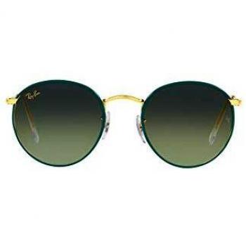 Ray-Ban Round Full Color RB3447JM 9196BH Petroleum On Legend Gold/Vintage Green Gradient Blue Sunglasses