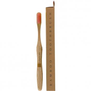 Dr Botanicals Bamboo Toothbrush - Pink, Eco-friendly bamboo handle, Soft bristles, Biodegradable packaging, Ergonomic design
