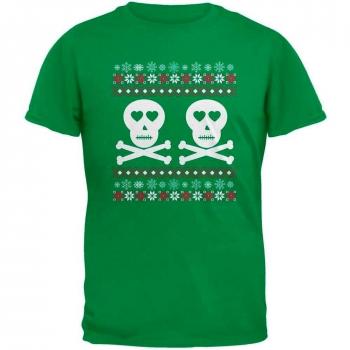Camiseta adulto cráneo y Crossbones amantes Ugly Christmas Sweater verde-medio