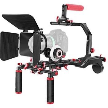NEEWER Kit de Plataforma de Hombro para Cámara, Sistema de Producción de Video con Caja Mate, Enfoque de Seguimiento, Soporte en Forma C, Varillas de 15mm, Empuñadura, 1/4 y 3/8 Roscas