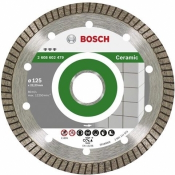 Bosch Professional 2608602479 - Disco de Corte de Diamante Turbo Extra-Limpio para Cerámica, Medidas 125 x 22.23 x 1.4 x 7 mm