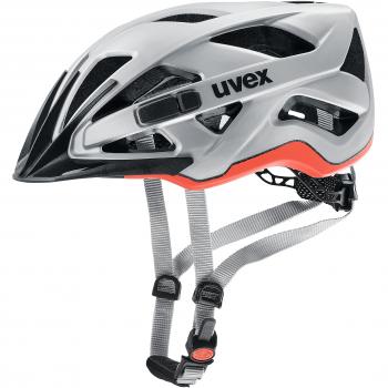 Uvex Active CC Casco Ciclismo, Unisex Adulto, Plata/Naranja, 52-57