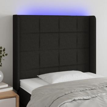 Cabecero LED negro de tela con iluminación, dimensiones 83x16x118/128 cm