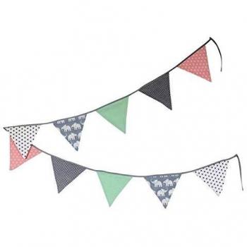Guirnalda de banderines de ULLENBOOM ® con elefantes menta rosa