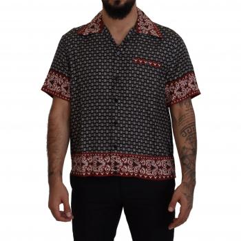 Dolce & Gabbana Multicolor Patterned Silk Casual Shirt - IT39 | S, Short Sleeve, Male, Black, Size: M