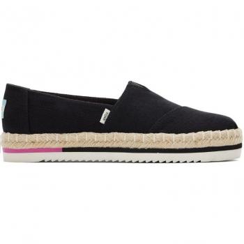 Alpargatas de mujer Toms Platform Rope Negro con suela de yute natural