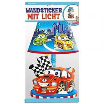 Wandsticker mit Licht Speed Cars: Mit Glitzer-Lampenschirm