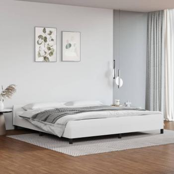 Cama de matrimonio con cabecero de polipiel blanco 200x200 cm