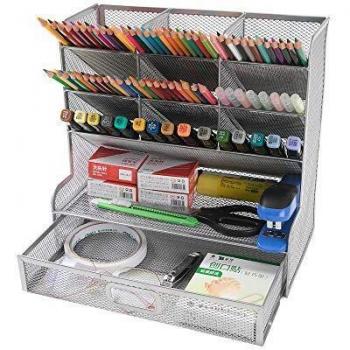 Organizador de Escritorio de Malla Caja de Soporte de Bolígrafo de Escritorio Multifuncional para Oficina en Casa Estante de Almacenamiento de Suministros Escolares