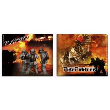 Cartera Billetera Impresa de Bomberos Fire Fighter con Mosquetón Regalo, Tamaño 11 x 9.5 cm Cerrada