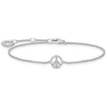 Thomas Sabo Sterling Silver Peace Bracelet with White Stones A2083-051-14-L19V