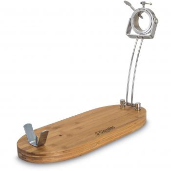 3 Claveles - Soporte Jamonero Plegable, Giratorio 2 Posiciones, Madera de Bambú y Acero Inoxidable - 47 x 18.5 cm