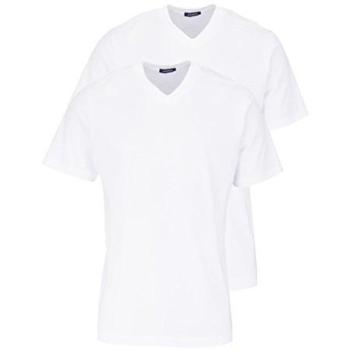 Camiseta Americana para Hombre Schiesser, Paquete de 2, 1/2 Manga, Cuello en V, 100% Algodón, Color Blanco
