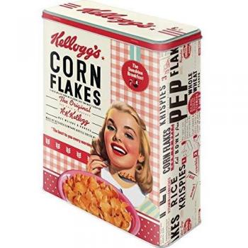 Nostalgic-Art Caja de Almacenamiento Retro XL Kellogg's – Girl Collage – Idea de Regalo para Cocina, Lata Grande de Cereales, Diseño Vintage, 4 l