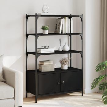 Librería negra de 3 estantes en madera multicapa, dimensiones 70x30x109,5 cm