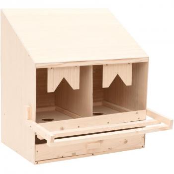 vidaXL Chicken Laying Nest 2 Compartments 63x40x65 cm Solid Pine Wood
