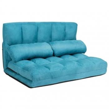 Blue Foldable 6-Position Adjustable Floor Sofa Bed